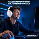AOC Wireless Gaming Headset for PS5, 2.4GHz Gaming Headset with Mic, 45H Playtime, Immersive Surround Sound, Noise Cancelling Gaming Headphone for PS5, PC & Switch, Xbox with 3.5mm Cable - White