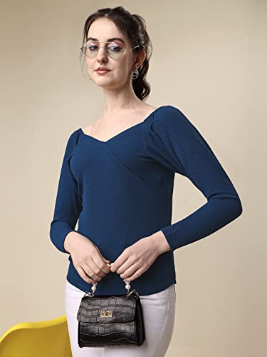 Image of Sheetal Associates Women's Solid Regular Fit Polyester Long Sleeve Classy Casual Top
