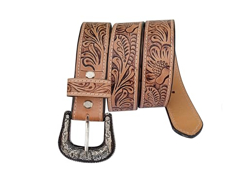 Kids Or Young Adults Western Belt Tooled Hand Finished Genuine Leather Belt For Girls and Boys 40IS0053