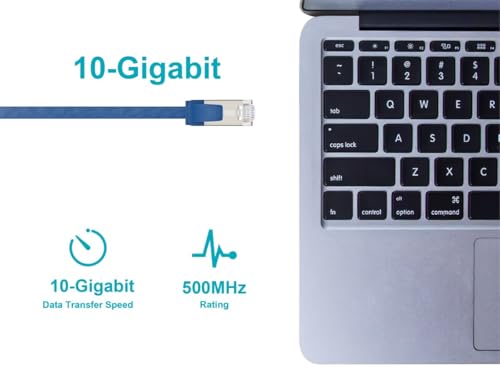 Cable Ethernet Monoprice Cat6A plano 0.5ft azul miniatura 4