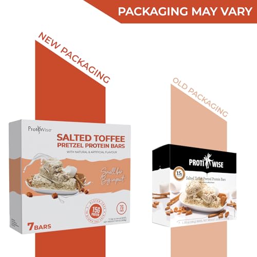 ProtiWise – Salted Toffee High Protein 15g Bar | 7/Box | Low Calorie, Weight Loss, Diet, Keto Friendly, Hunger Control, Meal Replacement | Gluten Free, Low Fat, Low Sugar