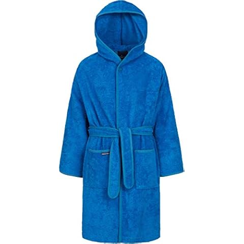Morgenstern Dressing Gown Kids & Teens I 100 % Cotton I Towelling I Hood I Boys Girls I Blue I Age 7-8 Years I 122-128 cm Cover