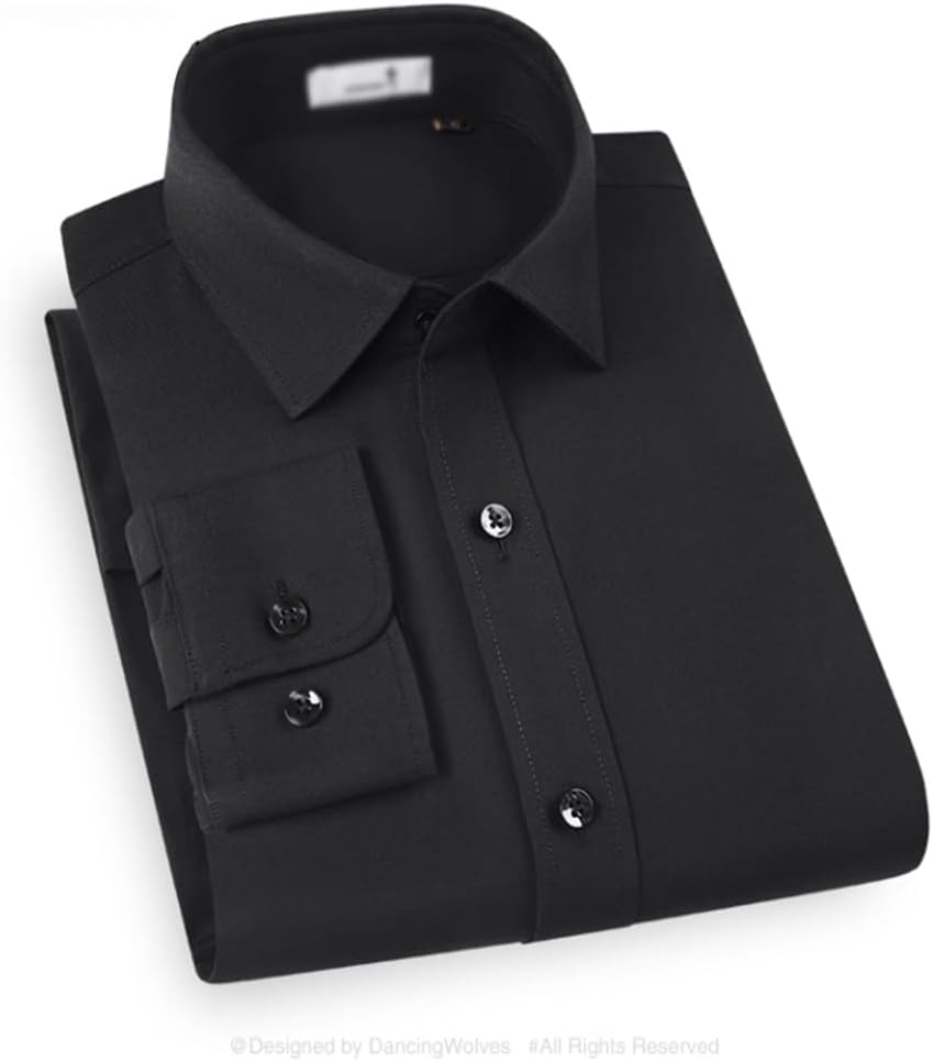 Monochrome Lapel Long-Sleeved Shirt Men's Fall Models Business Warm Casual Shirt Bottoming