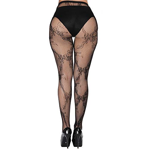 Image of Fishnet Stockings Lace Patterned Tights High Waist Pantyhose Fishnets for Women