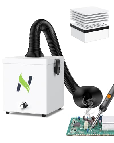 NEETOP Solder Fume Extractor 168m/h Adjustable Suction Smoke Absorber with H13 HEPA 99.99% Purification Compact Desktop Fume Extractor with Flexible Hose for DIY Soldering Electronic Repair