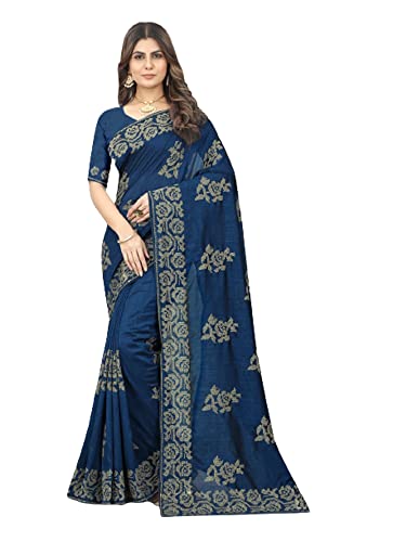 Sari traditionnel en soie bleu sarcelle 8778 pour mariage et cérémonies