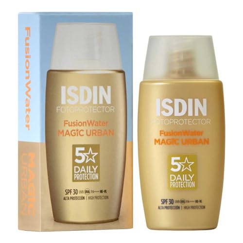 ISDIN Fotoprotección Fusion Water Urban SPF 30, Protector Solar Facial en Crema Fluida con Ácido Hialurónico, Textura Ultraligera y Acción Antipolución para Entornos Urbanos, 50 ml