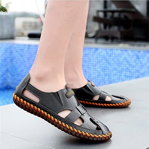 Men Sandals Real Leather Casual Beach Shoes Fisherman Leisure Trekking Non-Slip Breathable Slippers Hiking(43)4
