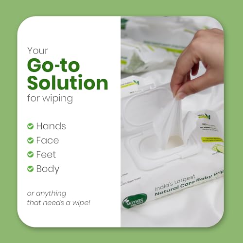 Image of Mother Sparsh Natural Care Baby Wipes 60 Pcs (Pack of 6) I 100% Plant Made Fabric From Forest Land | Fresh+Cleanse (with Cucumber) Plant Powered Wet Wipes For Baby I Cotton Cloth Like Bigger Sheets