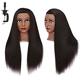 Headstar Mannequin Head 26-28'' Synthetic Fiber Hair Styling Training Head Manikin Cosmetology Doll Head with Clamp Holder (yaki black)