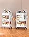 ALVOROG 3 Tier Rolling Cart with DIY Pegboards Metal Utility Cart with Wheels Handles Baskets Hooks, Storage Cart for Office Kitchen Bathroom(White)