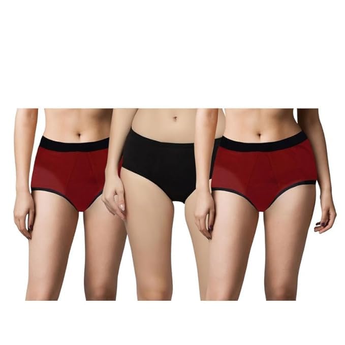 Image of Women's Hipster Period Panty Leak Proof Period Underwear for Medium to Heavy Flow Reusable for 3Year Panties for Women No Pad Required (Multi Color)
