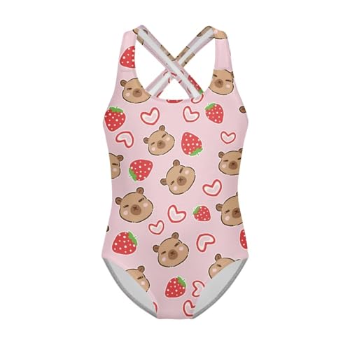 Image of One Piece Swimsuit for Girls Kids Quick Dry Bathing Suit with Crossback Strap Summer Beach Swimwear Size 5T-14