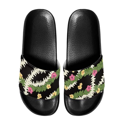 Image of Women's Slides Size 10 Non-slip Flower Women's Sandals for Beach Lightweight Open Toe Adults Pool Slides Outdoor Summer Footwear