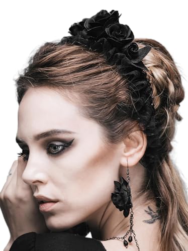 DEVIL SHACKLES Women's Gothic Black Rose Headband Gothic Wedding Headband Victorian image 5