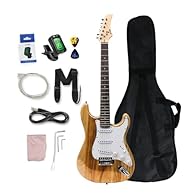 High-Quality Construction: Our YoungMonic electric guitar boasts a sturdy Paulownia body with a Maple/Rosewood fretboard that's built to last. Eye-Catching Design: The vibrant colors and sleek dot inlays make this guitar a true showstopper that's sur...