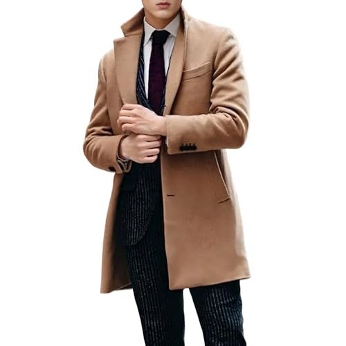 Trench d'hiver homme ajusté gris XL veste longue chaude anti-froid