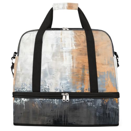 Sports Gym Bag Oil Painting Abstract Large Travel Duffel Bag With Shoe Compartment Foldable Waterproof Carry-On Weekend Travel Bags for Camping Overnight Yoga Hospital Travel Bags - Main Image
