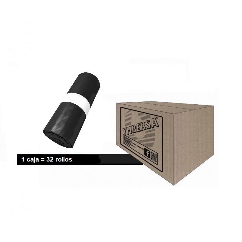 Caja Bolsa Basura 120 Lt. 85x105 mm. negra Rollo 10Ud. Caja 32 rollos - 320 bolsas