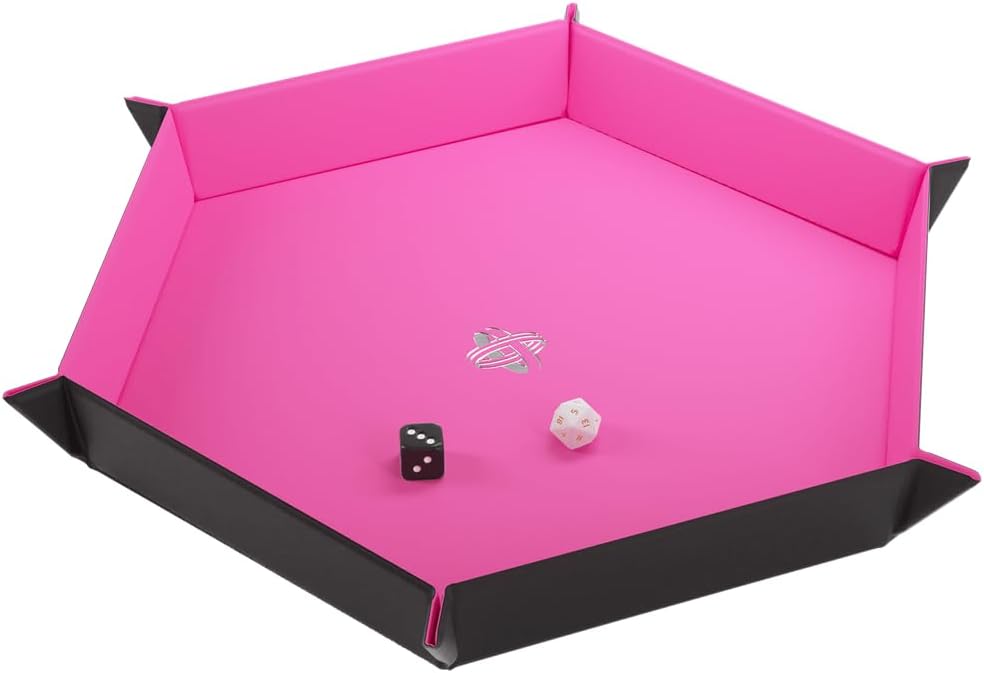 Magnetic Dice Tray - Take Control of Your Roll! Compact and Versatile Dice Tray for Tabletop Games and Board Games, Hexagonal Shape, Black/Pink Color, Made by Gamegenic