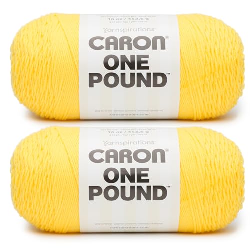 Image of Caron One Pound Acrylic Yarn for Crocheting Soft, Sun Yellow, 2-Pack | #4 Worsted Yarn, 100% Acrylic, Soft Yarn for Crocheting Blankets, Warm Garments & Knitting Crafts, 812yd, 453g /16oz per skein