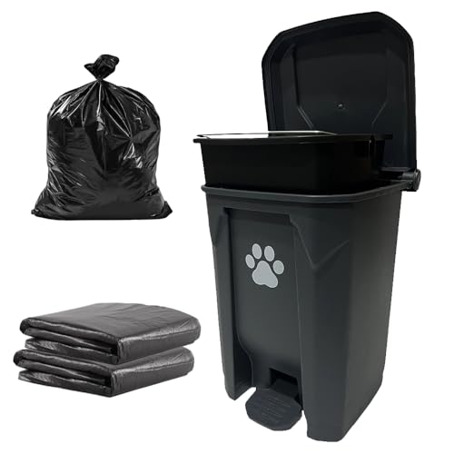 CCAATVG Dog Poop Trash Can Outside 20L with Waste Bags Outdoor Dog Poop Trash Can for Backyard with Lid Odorless Waterproof Foot Pedal and Removable Inner Bucket