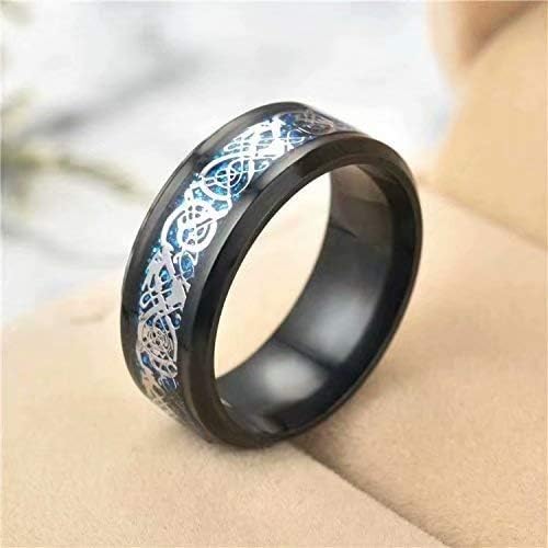 Men Ring - Dragon Scale Dragon Pattern Beveled Edges Celtic Rings Jewelry Wedding Band for Men Gold 10