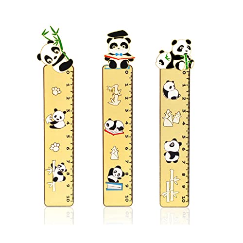 女性向けブックマーク ステンレススチール製パンダブックマーク定規 ゴールド、ローズゴールド 138x22x0.5mm 3個(Gold)