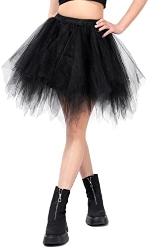 Kefiyis Tüllrock Damen Tütü Karneval Party Tutu Kurz 50er Rockabilly Petticoat Ballet Halloween Fasching Cosplay Tanzkleid Kostüm
