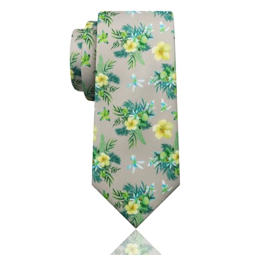 Image of Luckyvestir Mens Ties, Sage /Dusty Blue /Pink Floral Ties for Men, 2.76 inch Cotton Flower Necktie for Wedding /Groomsmen /Party