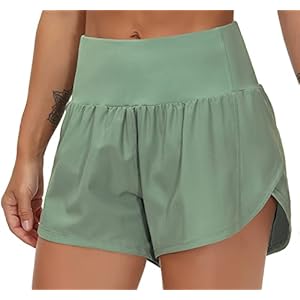 Short de course à pied taille haute pour femme à séchage rapide avec doublure en maille et poches zippées