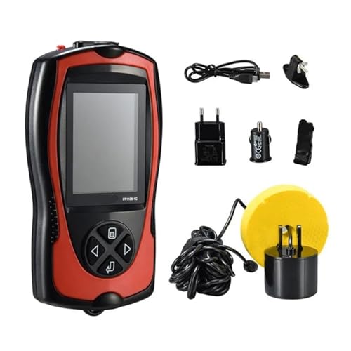 SDSKZOZP FF1108-1CT Buscador de Peces portátil 2,4' LCD 100M/300FT Profundidad Alarma Detector con Cable Sonda Inglés Ruso Opciones(FF1108-1CT)