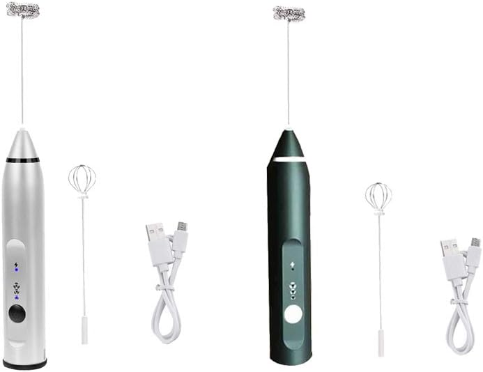 2Set(Silver &Black) Electric Milk Frother Wand and Eggbeater 3 Speeds to Control,Electric Stick Blender