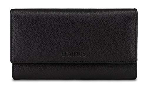 LEABAGS Leather Wallets for Women - RFID Blocking Button Closure credit card slots - Women's Wallets Small Genuine Leather Bifold Compact