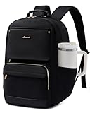LOVEVOOK Laptop Backpack for Women with Large Capacity Cup Pocket, 15.6 inch Work Purse Travel Bag for Teacher Nurse, Waterproof Computer Business Back Pack, Cute Bookbag for School College, Black