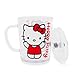 Hello Kitty Sanrio Red Outfit Glass Mug With Lid | Large Coffee Cup For Tea, Beverages | Holds 14 Ounces