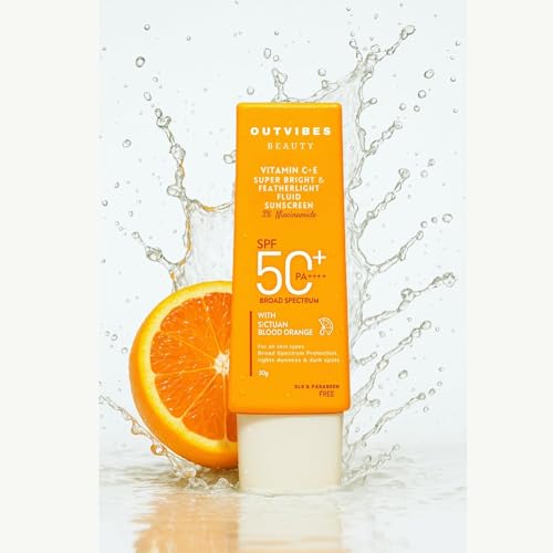 Image of Herbals Vitamin C + E Super Bright Sunscreen | Water-Light Or Blue Light Protection With Liquid Spf 50 & PA+++ | UVA & UVB Protection| No White Cast | For All Skin Types (30 G)