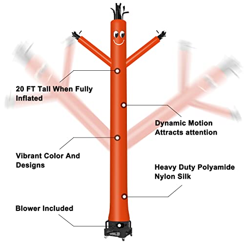 Image of MOUNTO 20ft Air Inflatable Tube Guy Puppet Dancing Man with 1HP Blower Complete Set (Orange)