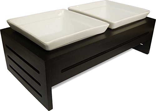 Hugs Pet Products Ceramic Double Bowl Set for Small to Med. Dogs and Cats