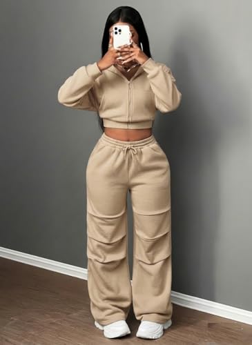 Image of Q - RIOUS Women's Baggy Mid Waisted Lounge Sweat Pants with Drawstring Athletic Flared Joggers with Pockets