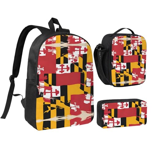 Sac à dos Maryland 3 en 1 avec boîte à déjeuner et trousse scolaire noire