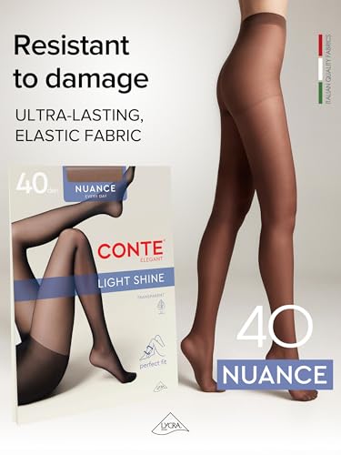 Image of Conte Tights Control Top Semi Opaque Pantyhose Silky Matte Effect Nuance 40 Den