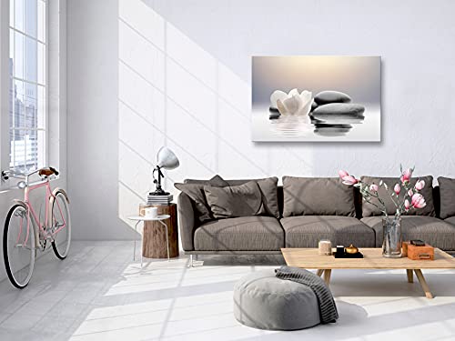 Artgeist Acoustic Canvas Wall Art Print Zen 35X24 In - 1Pcs Picture With Acoustic Foam Sound Print Artwork Room Acoustics Soundproofing - Flowers Stone Spa Wellness B-B-0095-B-A #TOP1