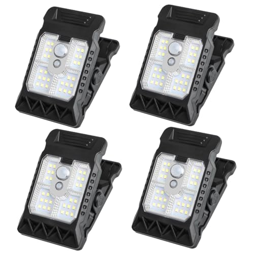 Lampe solaire à pince lot de 4 avec détecteur de mouvement pour éclairage extérieur de jardin