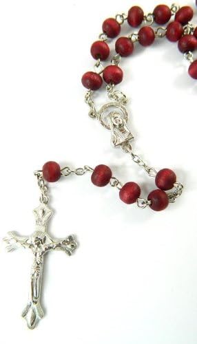Vatican Holy Pray Rosary made of Rose Petal Odor Beads & Pewter Crucifix RS-22
