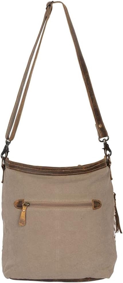 Myra Bag Canvas Zipper Pouch - Blending Taste Shoulder Leather, Rug, and Canvas Pouch with Adjustable Strap and Tasseled Front Pocket, Hobo Crossbody Bag for Women - Image 5