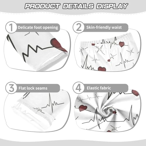 Cardiogram with Heart Girls Leggings,Workout Leggings for Girls Toddler Athletic Legging Size for 3-10T3