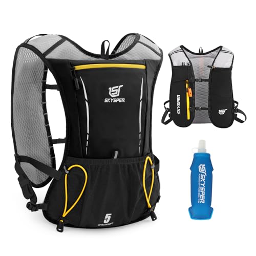 SKYSPER Zaino Idratazione 5L, Gilet Zaino Trail Running con Borraccia Morbida 500ml per Corsa Ciclismo Jogging Escursione