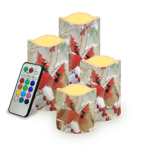 Image of Cardinal Flameless LED Candles Set of 4 | Flameless Candles with Remote Flickering LED Candles with Timer for Holiday Patio Celebration Accents