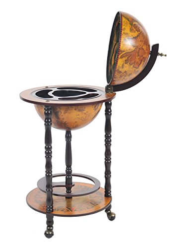 Old Modern Handicrafts Globe Bar Table With 4 Leg Stand, 30Mm, Red #TOP2